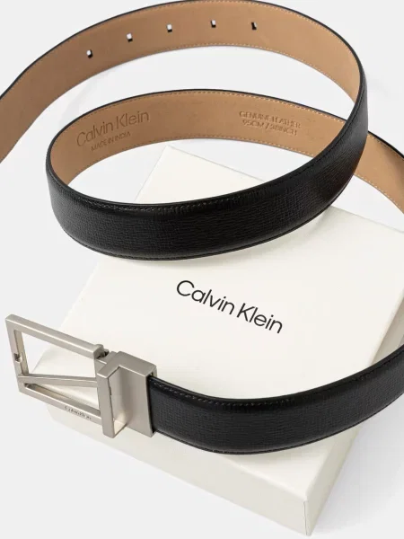 Calvin Klein pasek skórzany czarny