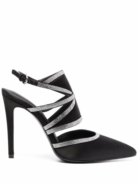Pantofi cu toc Ferragamo slingback de cristal negru