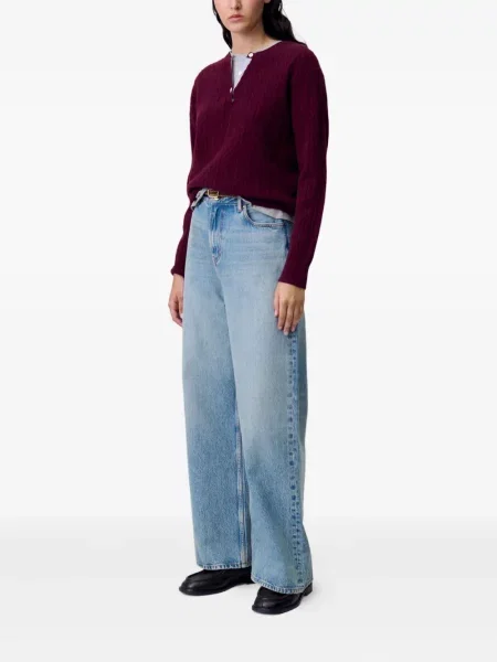 Pulover Claudie Pierlot cu guler henley roșu