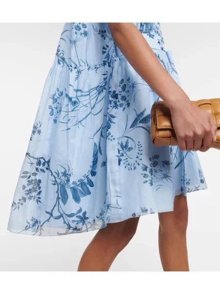 Rochie Erdem de mătase cu imagine albastru