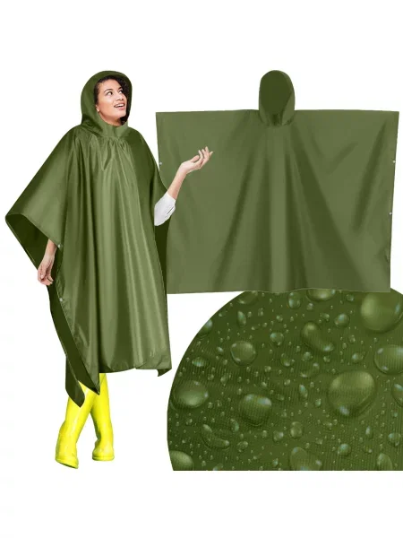 Ponczo Przeciwdeszczowe Peleryna Płaszcz Poncho zielony