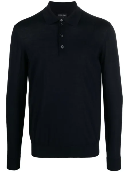 Lung tricou polo Giorgio Armani albastru