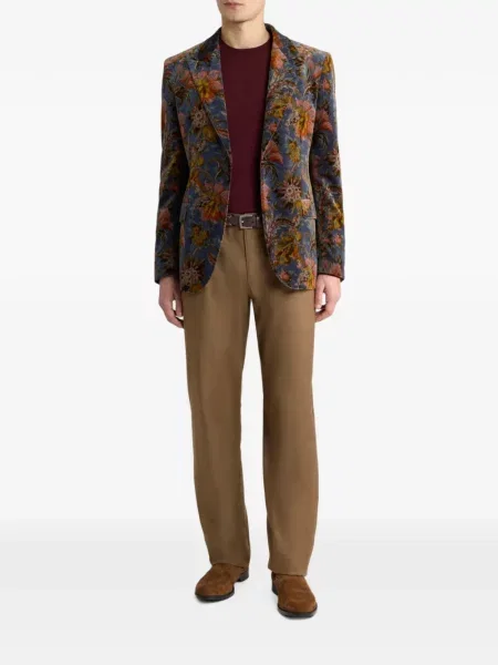 Geacă Etro de catifea cu model floral albastru