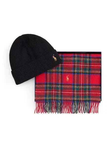 Vunena kapa i šal Polo Ralph Lauren tamno plava