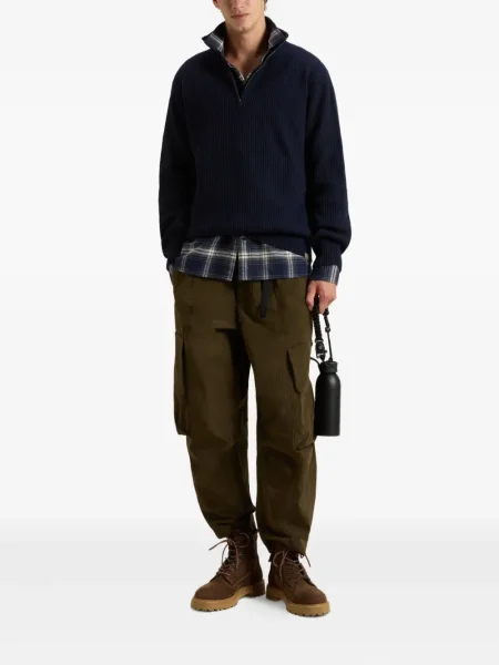 Pulover Woolrich de jumătate de fermoar albastru
