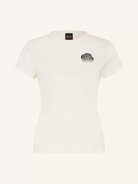 T-shirt o kroju Slim Fit z czystej bawełny Boss Orange biała