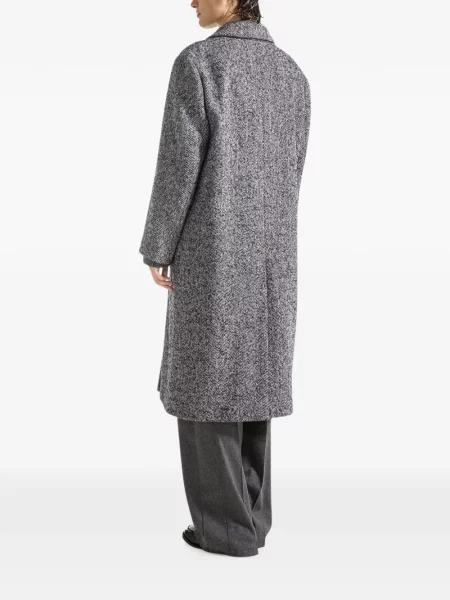Palton Seventy cu model herringbone cu două rânduri de nasturi gri