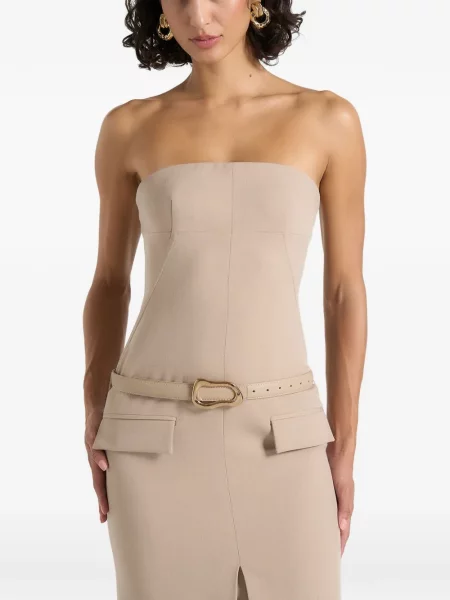 Cu centură rochie maxi Manière De Voir bej