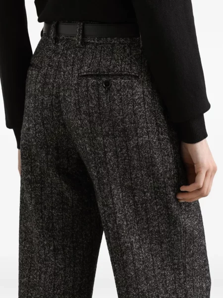 Pantaloni Dolce & Gabbana cu dungi din tweed negru