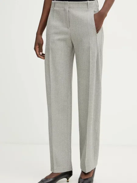 BOSS pantaloni Takava fason tigareta high waist gri