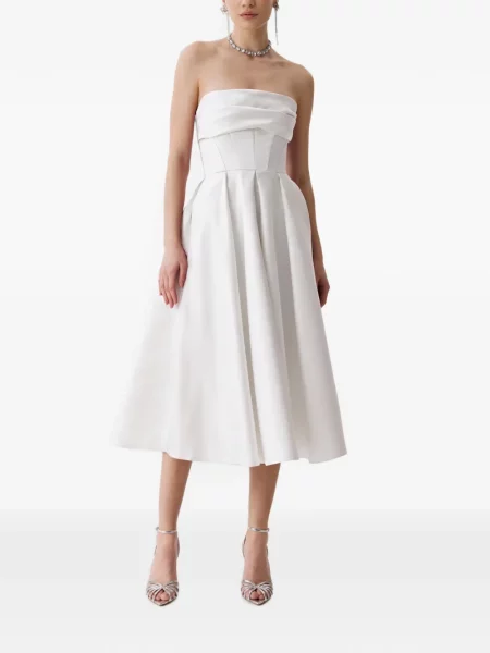 Rochie midi Framboise fără bretele alb