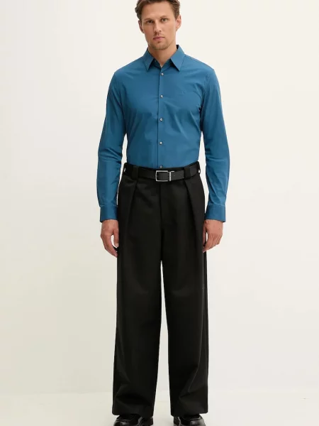 Calvin Klein srajca z bombažem modra