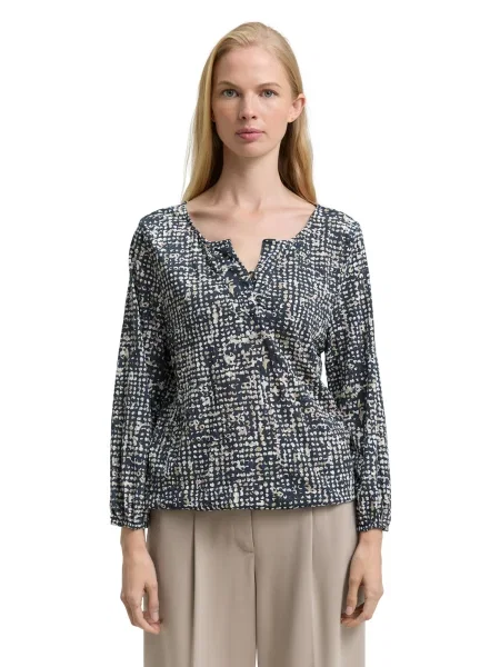 TOM TAILOR Bluza kamela / mornarska bela