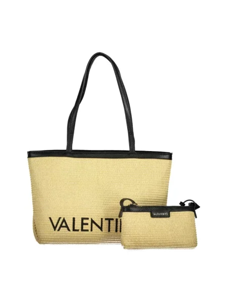 Lniana torebka Valentino Bags beżowa