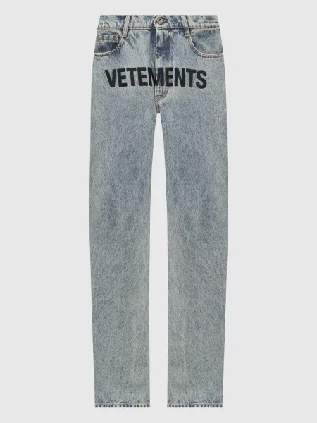 Джинси з вишивкою логотипа Vetements блакитні