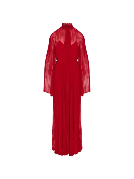 Lung rochie maxi Gucci cu funde cu mâneci lungi roșu
