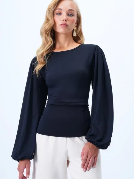 Trend Alaçatı Stili Bluză negru