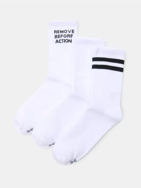 Sinsay žebrované ponožky 3 pack bílá