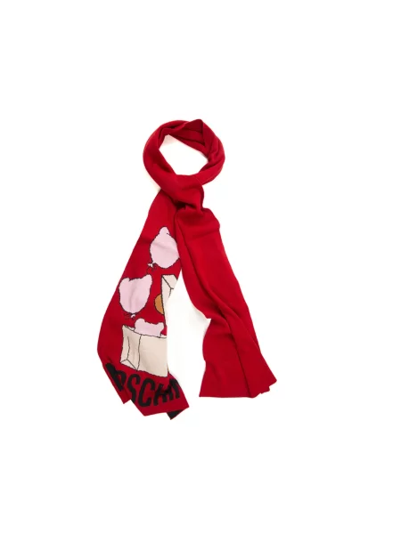 Szal Moschino z logo czerwona