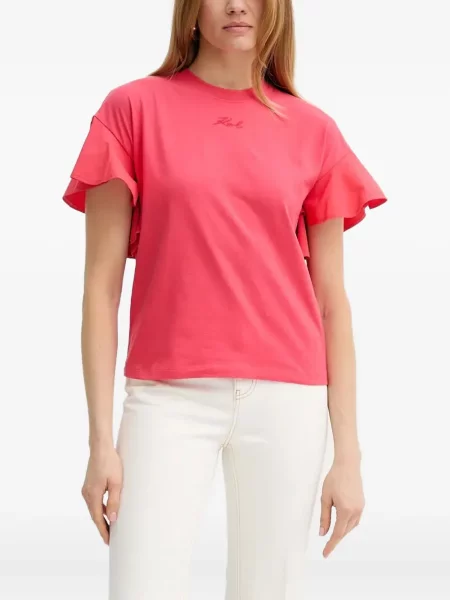 Top Karl Lagerfeld cu broderie roz