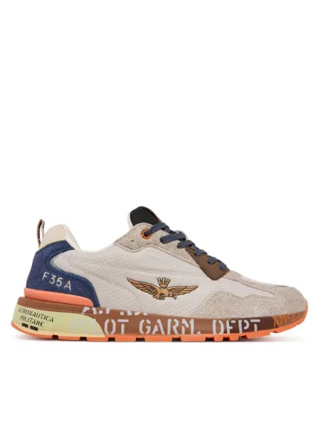 Кожени маратонки Aeronautica Militare SNEAKERS мъжки бежово