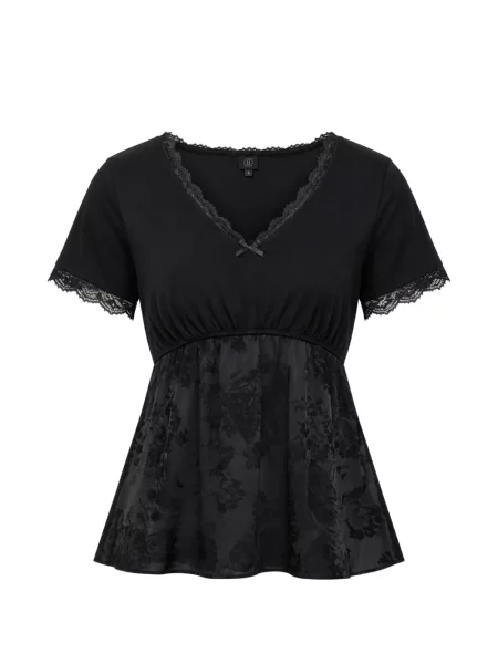 Top Mm6 Maison Margiela cu model floral din jacard negru
