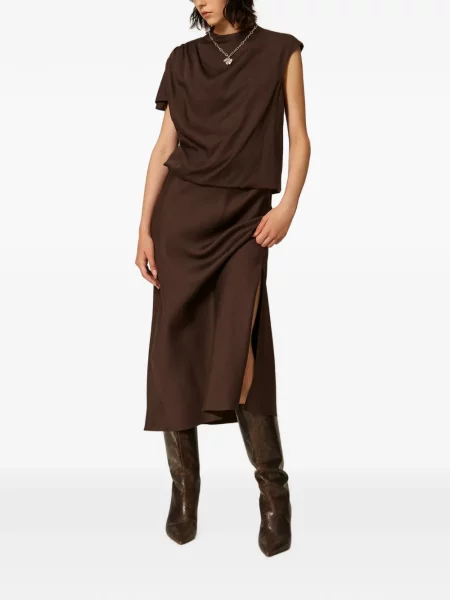 Rochie midi Twinset din satin maro