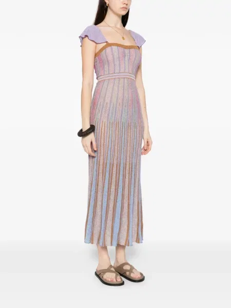 Maxi rochie maxi Forte_forte cu volane de costum violet