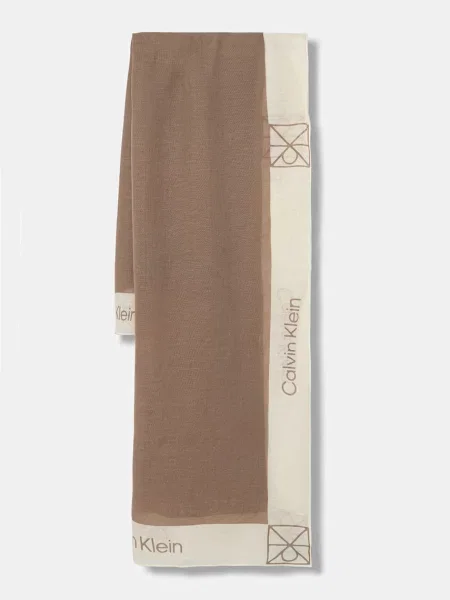 Calvin Klein šál dámský s příměsí lnu béžový