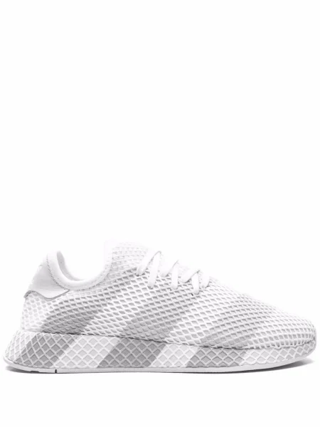 Sneakersy Adidas Primeknit z autografem z wysoką talią brązowe