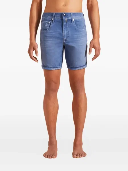 Pantaloni scurți din denim Vilebrequin cu imagine cu imprimeu tropical albastru