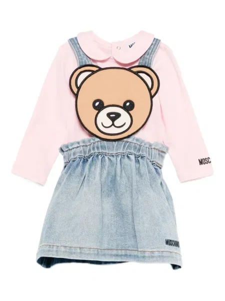 Sukienka jeansowa dziecięca Moschino różowa