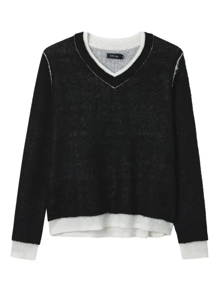 Sweter Tout A Coup z dekoltem w serek czarny