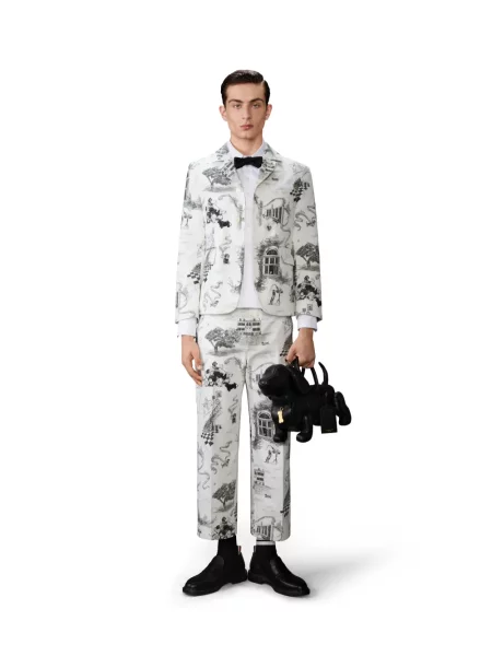 Keprové polotričko Thom Browne bílé