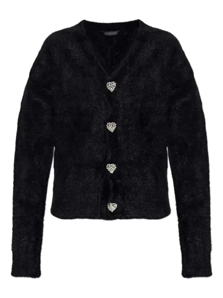 Cardigan Balenciaga cu motiv cu inimi negru