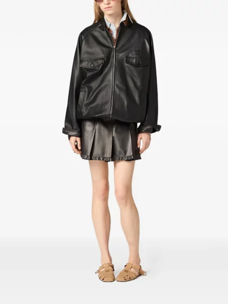Geanta de piele Miu Miu negru