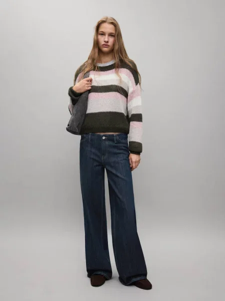 Sweter w pasy Teen L MANGO TEEN zielony