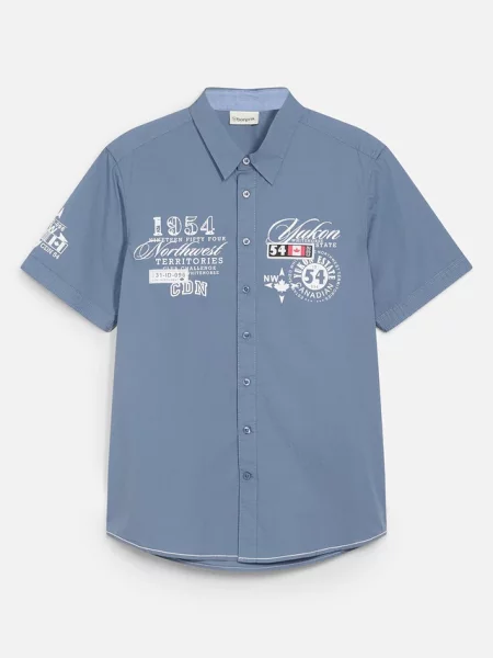 Koszula z krótkim rękawem slim fit niebieska