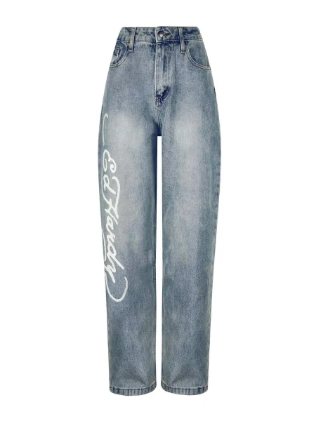 Ed Hardy Džínsy modrá / svetlomodrá biela