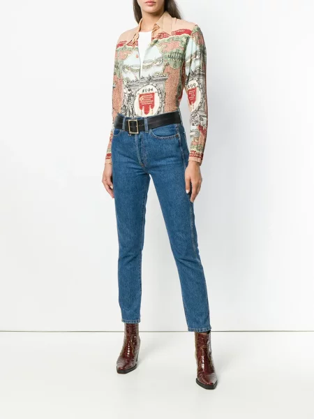 Dlouhá košile s dlouhým rukávem Jean Paul Gaultier Pre-owned s potiskem s dlouhými rukávy hnědá
