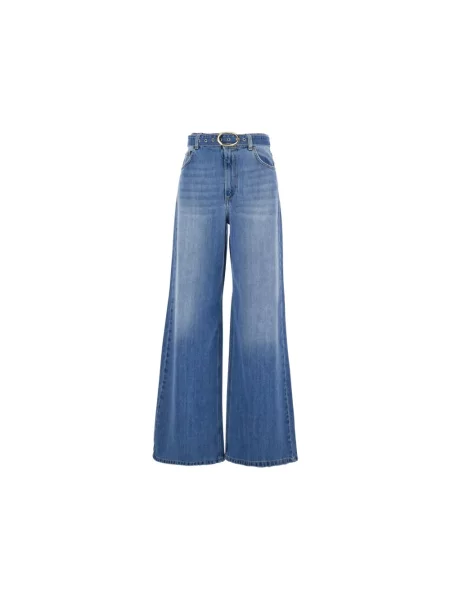 Szerokie jeansy Twinset z wysoką talią niebieskie