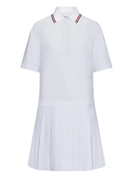Mini rochie mini Thom Browne plisată de costum alb