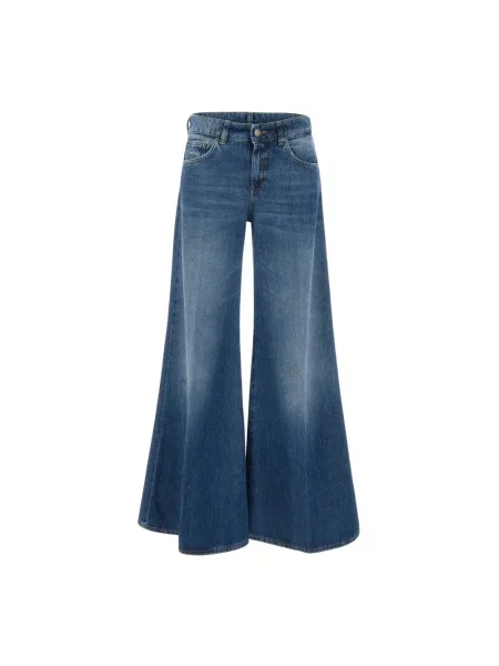 Lniane jeansy Dondup niebieskie