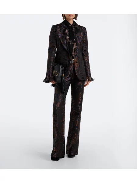 Pantaloni Etro cu model paisley din jacard evazate