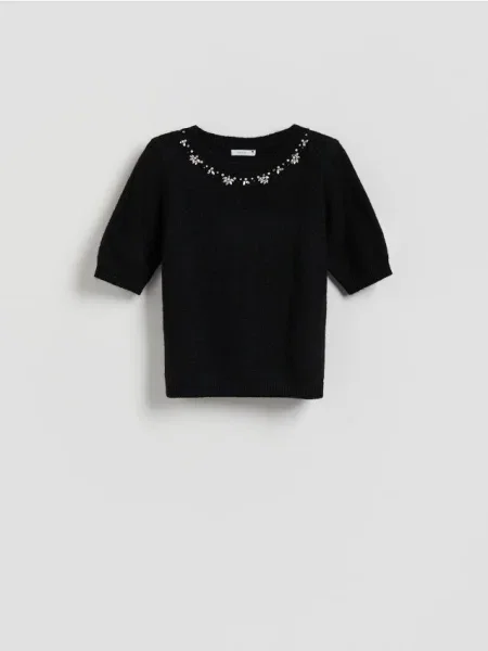 Reserved Джемпер з оздобною аплікацією чорний