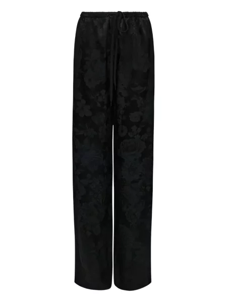 Pantaloni Mm6 Maison Margiela cu model floral din jacard negru