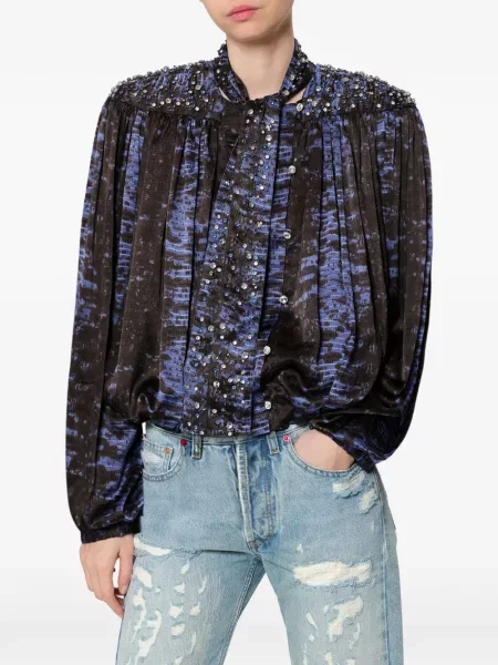 Bluză Isabel Marant de mătase albastru