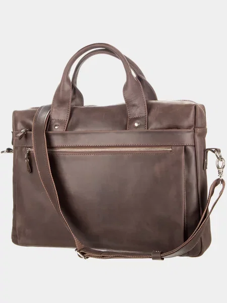 Кожаная сумка для ноутбука Shvigel коричневая