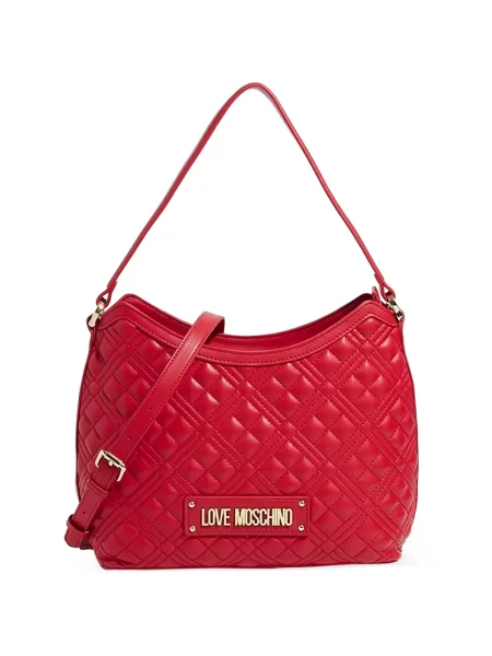 Matlasat geantă Love Moschino cu motiv cu inimi roșu