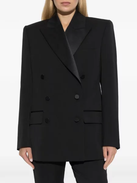 Μάλλινος μπλέιζερ Balmain διπλόκουμπα μαύρο